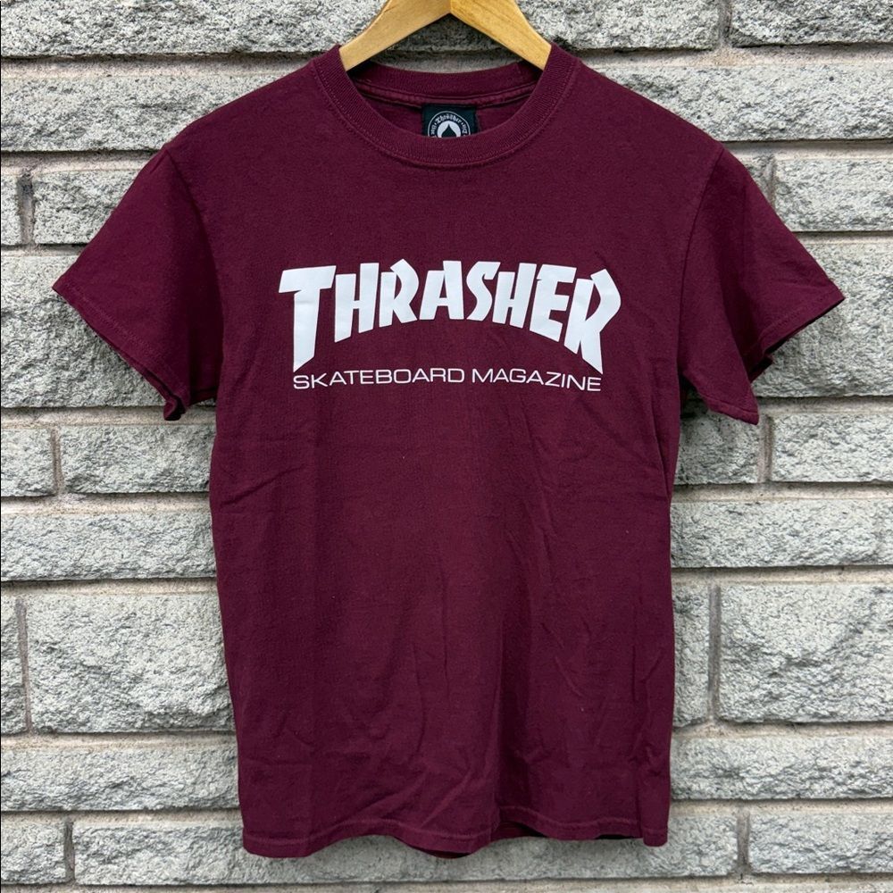 Thrasher Burgundy Tee with White Logo
